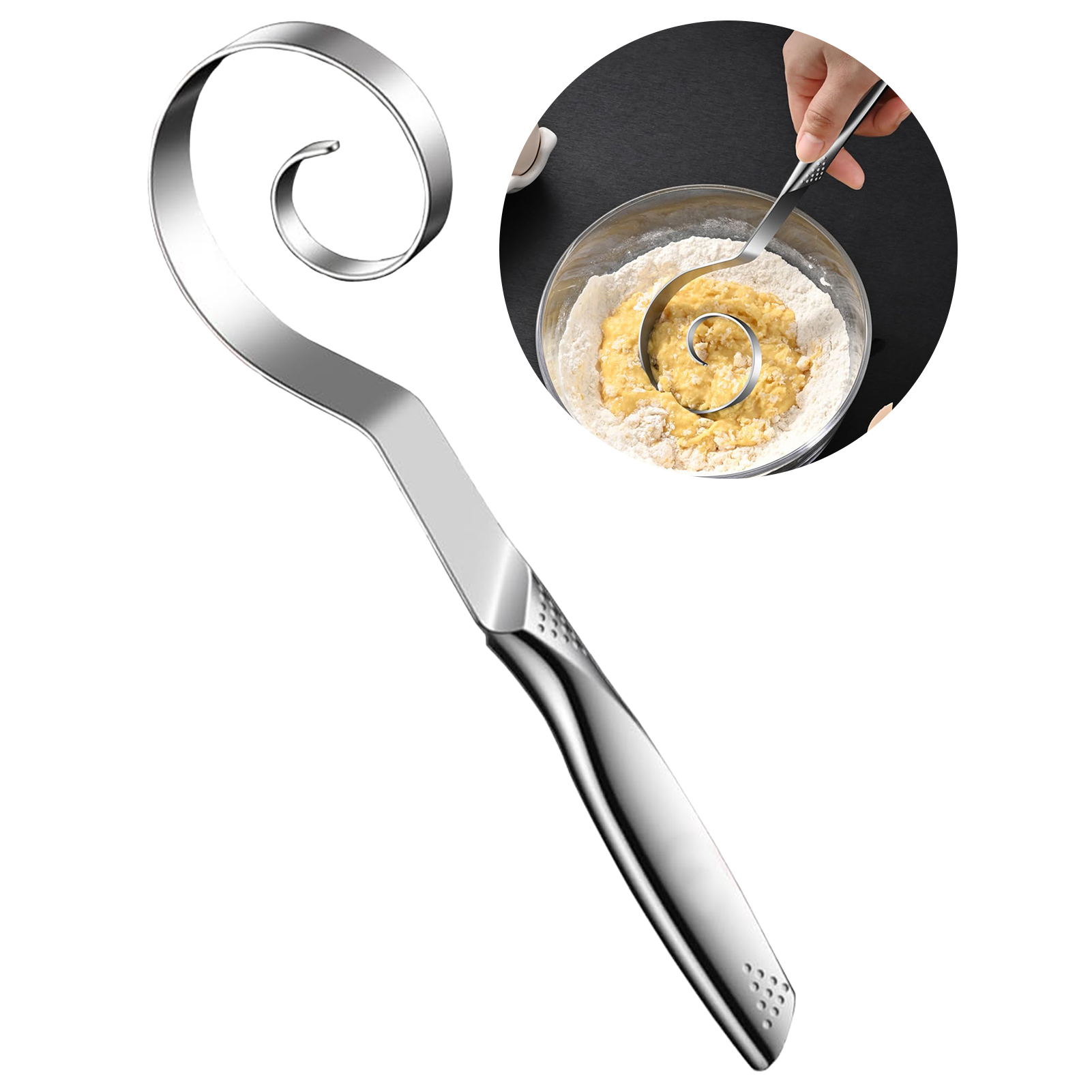 Danish Pancake Pan - Pengaduk Adonan Tanpa Sambungan Portabel, Pengaduk