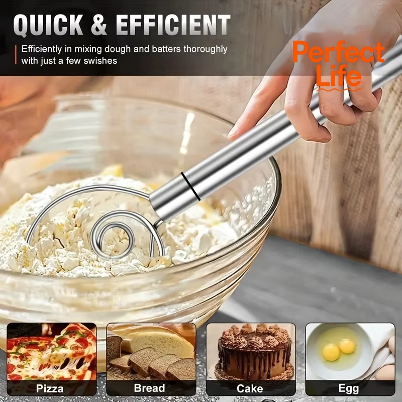 Danish Pancake Pan - Mixer adonan baja tahan karat genggam,