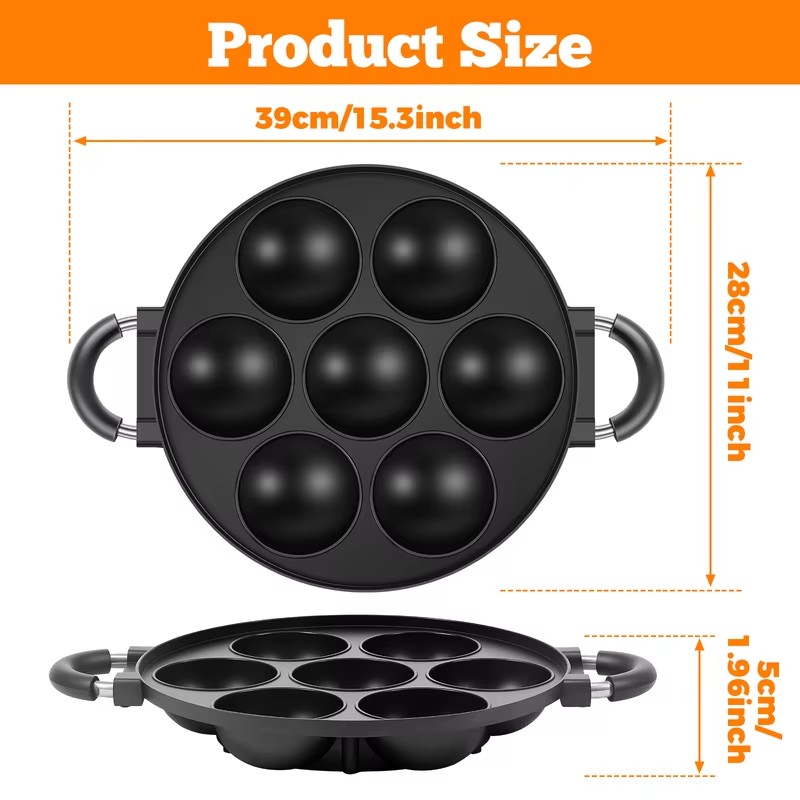 Cetakan Aluminium 7 Lubang unt - Takoyaki Grill Plate ulasan dan harga